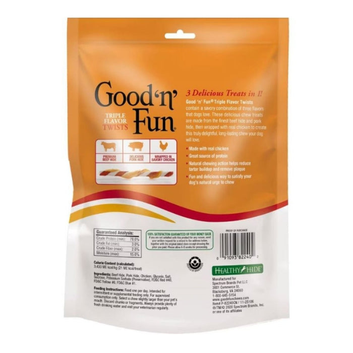 Good 'N' Fun Triple Flavor Twist Pork/Beef/Chicken 22Pk - Petsplace.store