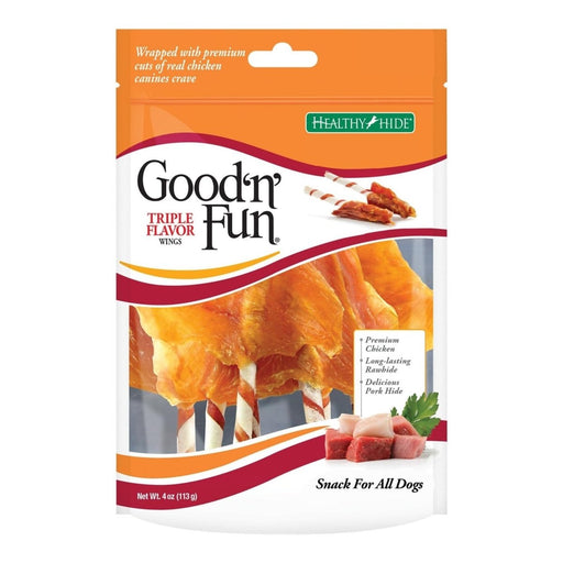 Good 'N' Fun Triple Flavor Wings Chicken/Pork/Beef 4oz. - Petsplace.store