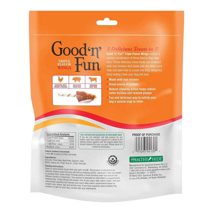 Good 'N' Fun Triple Flavor Wings Pork/Beef/Chicken 12oz. - Petsplace.store