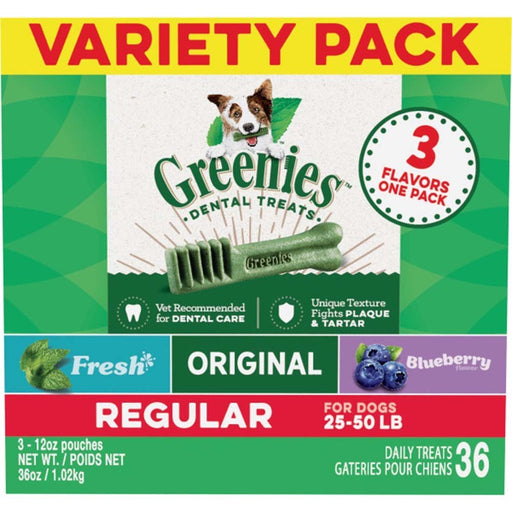 Greenies 3 - Flavor Variety Pack Dog Dental Treat Regular 1ea/36 oz, 36 ct - Petsplace.store