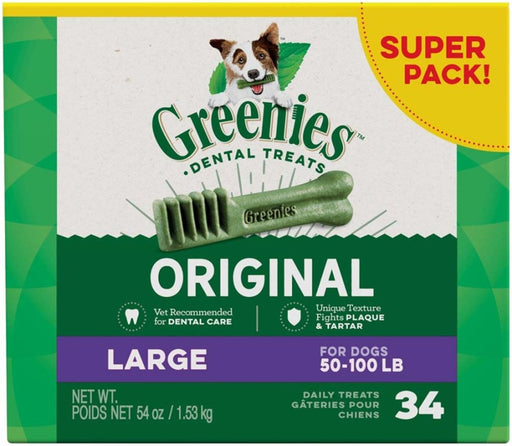 Greenies Dog Dental Treats Large Original 1ea/54 oz, 34 ct - Petsplace.store