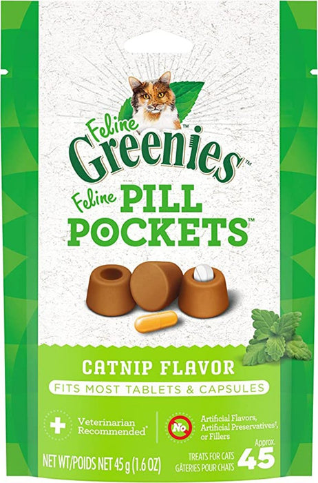 Greenies Feline Pill Pockets Cat Treats Catnip 1ea/1.6 oz - Petsplace.store