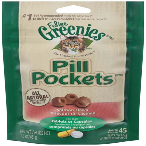 Greenies Feline Pill Pockets Cat Treats Salmon 1ea/1.6 oz, 45 ct - Petsplace.store