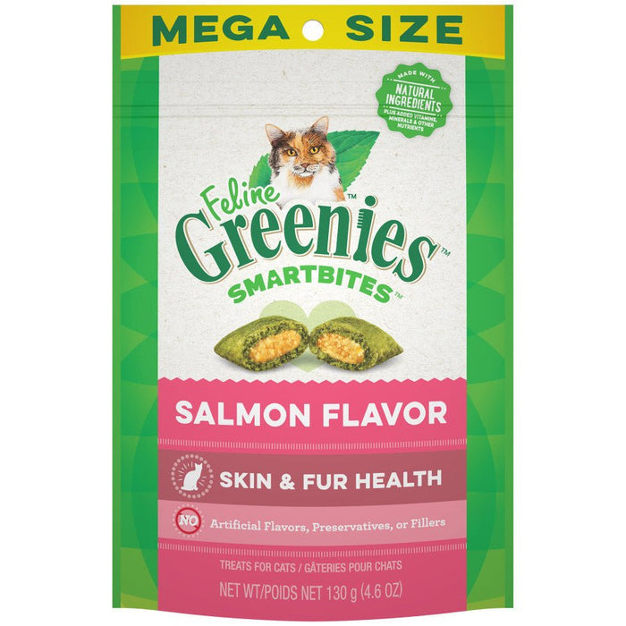 Greenies Feline SmartBites Skin & Fur Crunchy & Soft Adult Cat Treats Salmon 1ea/4.6 oz - Petsplace.store