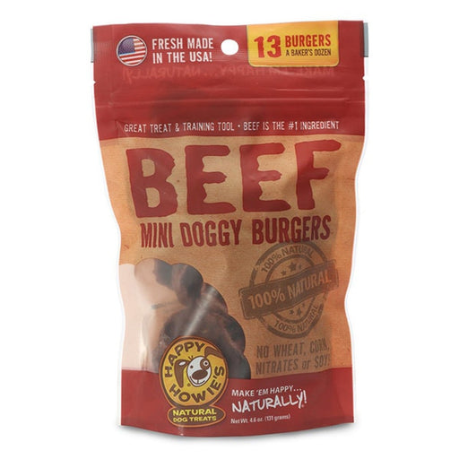 Happy Howie Dog Beef Burger Bakers Dozen 2 Inch 4Oz - Petsplace.store