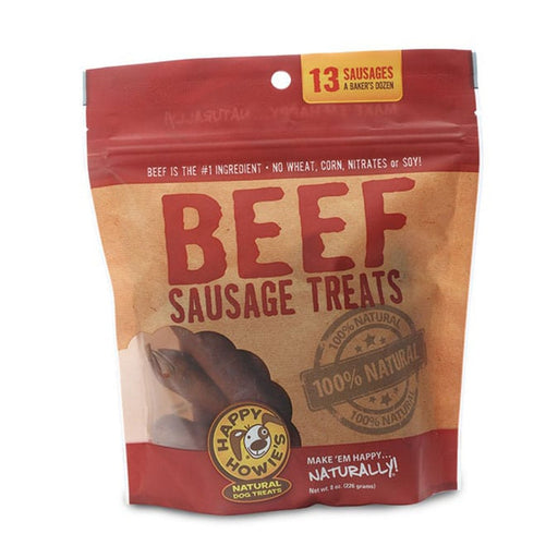 Happy Howie Dog Beef Sausage Bakers Dozen 4 Inch 8Oz - Petsplace.store