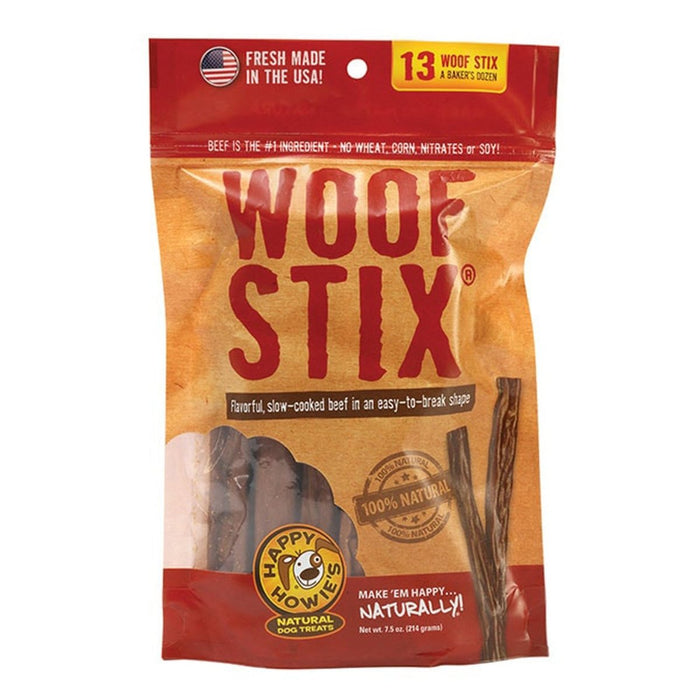 Happy Howie Dog Beef Woof Stix Bakers Dozen 6 Inch - Petsplace.store