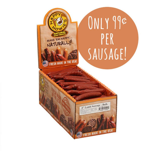 Happy Howie Dog Lamb Sausage 4 Inch 80 Pack - Petsplace.store