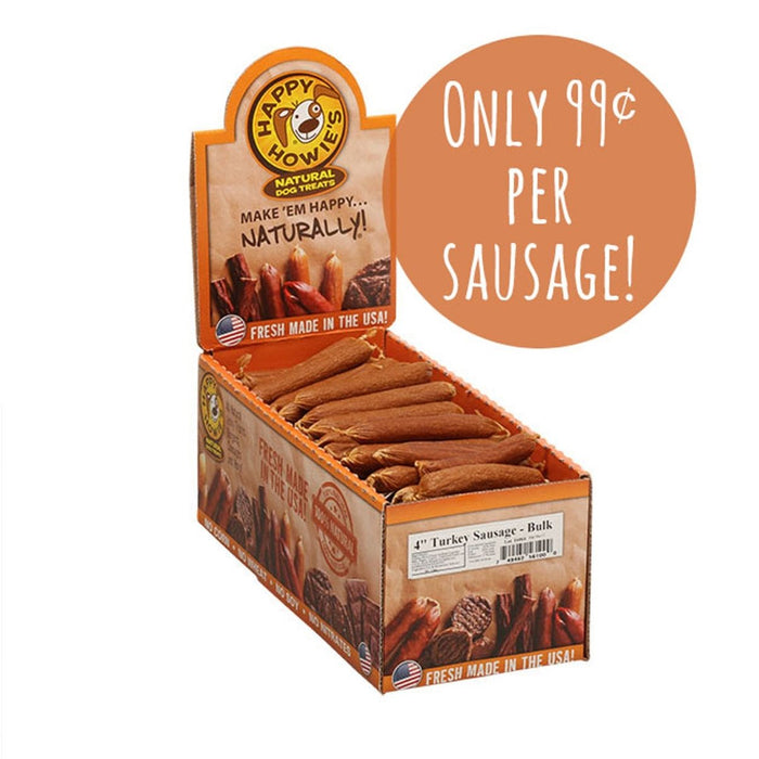 Happy Howie Dog Turkey Sausage 4 Inch 80 Pack - Petsplace.store