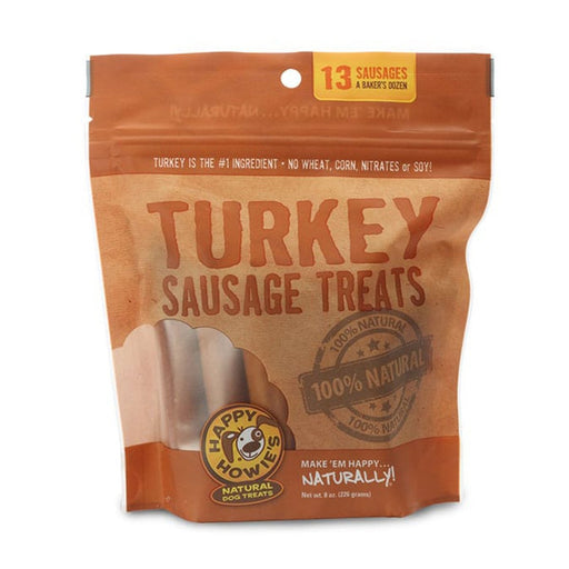 Happy Howie Dog Turkey Sausage Bakers Dozen 4 Inch 8Oz - Petsplace.store