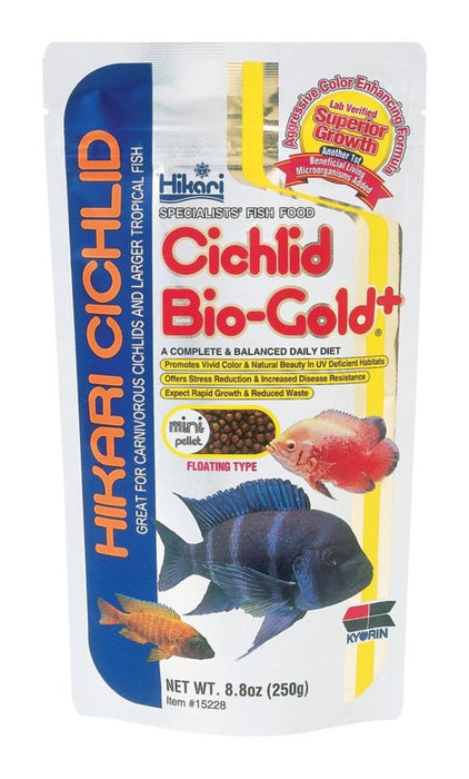 Hikari USA Cichlid BioGold+ Pellet Fish Food 1ea/8.8 oz, Mini - Petsplace.store