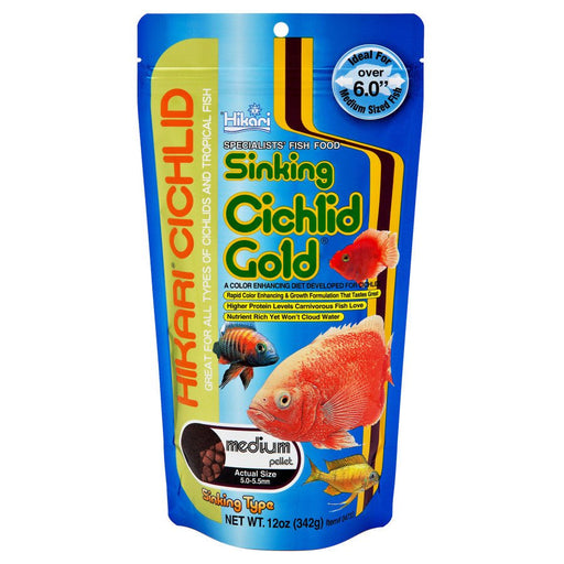 Hikari USA Cichlid Gold Sinking Pellets Fish Food 1ea/12 oz, MD - Petsplace.store