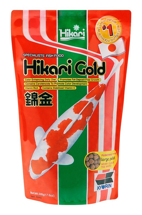 Hikari USA Gold Color Enhancing Pellet Fish Food for Koi and Pond Fishes 1ea/17.6 oz, LG - Petsplace.store