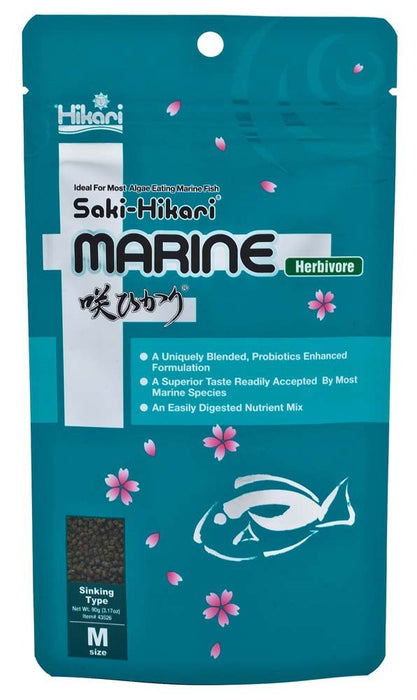 Hikari USA Saki - Hikari Marine Herbivore Pellets Fish Food 1ea/3.17 oz, MD - Petsplace.store