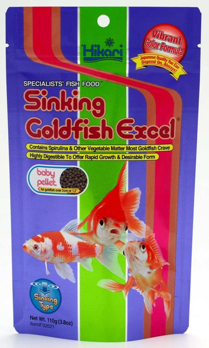 Hikari USA Sinking Goldfish Excel Pellets Fish Food 1ea/3.8 oz, Baby - Petsplace.store