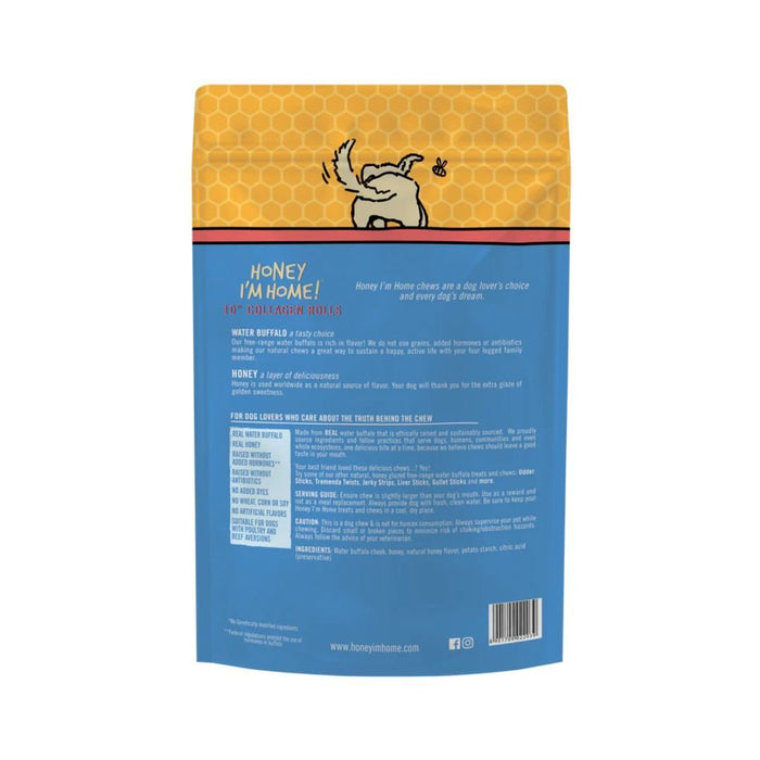 Honey I'm Home Dog Buffalo Collagen Rolls 10 Inch 3 Pack - Petsplace.store