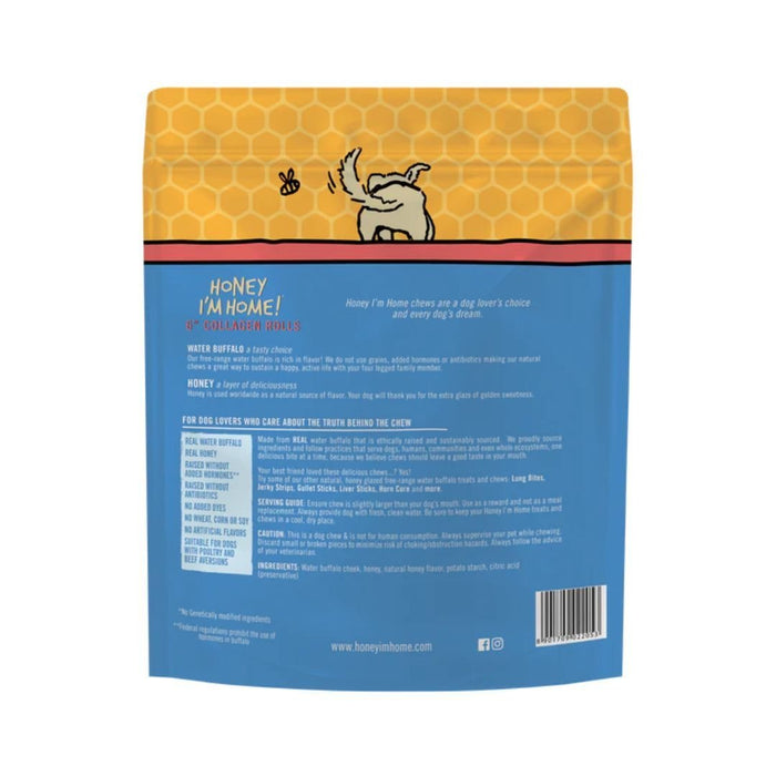 Honey I'm Home Dog Buffalo Collagen Rolls 6 Inch 3 Pack - Petsplace.store