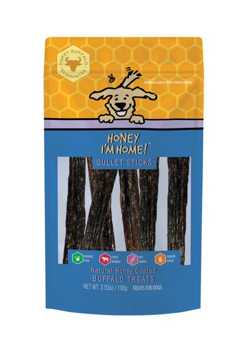 Honey Im Home Dog Natural Honey Coated Buffalo Treats Gullet Sticks 3.53oz. - Petsplace.store