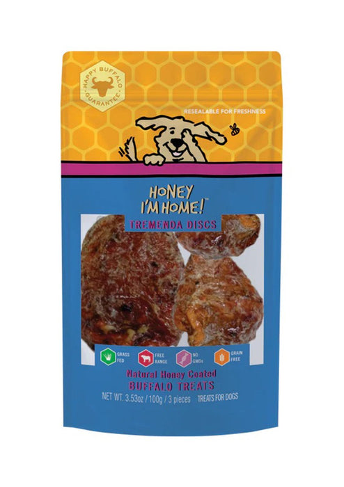 Honey Im Home Dog Natural Honey Coated Buffalo Treats Tremenda Discs 3 Count - Petsplace.store