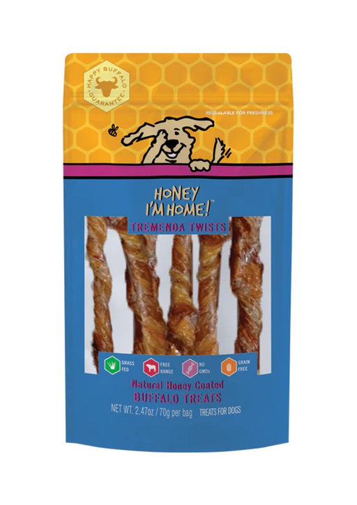 Honey Im Home Dog Natural Honey Coated Buffalo Treats Tremenda Twists 2.47oz. - Petsplace.store