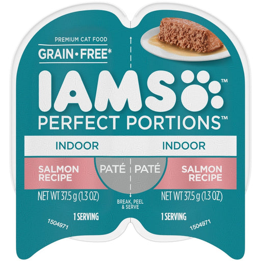 Iams Perfect Portions Indoor Pate Wet Cat Food Salmon 24Ea/2.6 Oz, 24 Pk - Petsplace.store