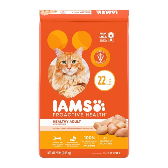 IAMS Proactive Health Adult Dry Cat Food Chicken, 1ea/22 lb - Petsplace.store