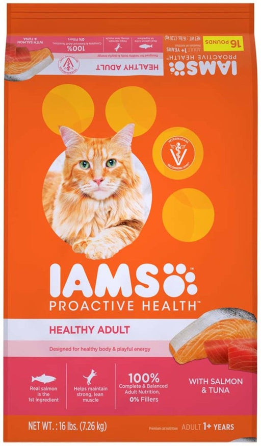 IAMS Proactive Health Adult Dry Cat Food Salmon 1ea/16 lb - Petsplace.store