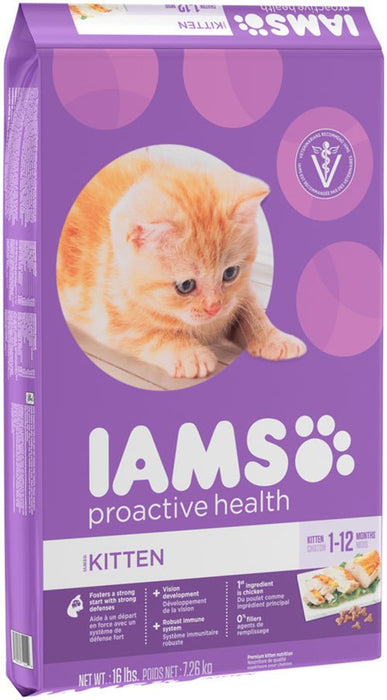 IAMS Proactive Health Kitten Dry Cat Food Chicken 1ea/16 lb - Petsplace.store