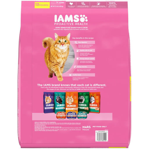 IAMS Proactive Health Sensitive Digestion & Skin Adult Dry Cat Food Turkey 1ea/13 lb - Petsplace.store