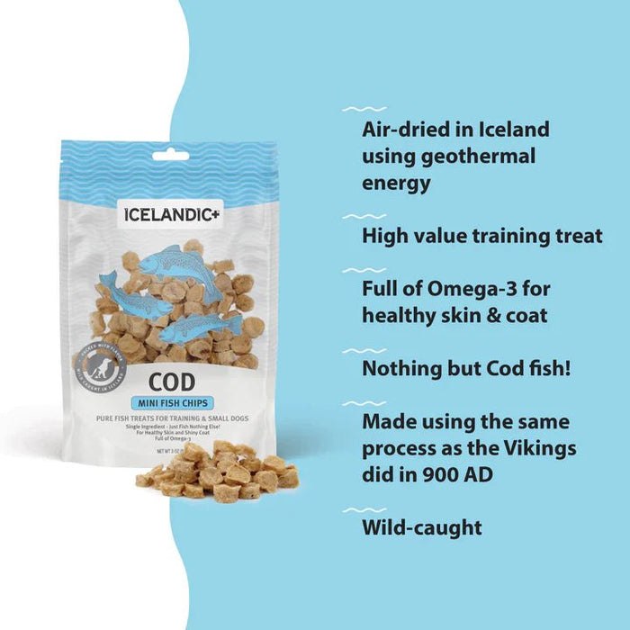 Icelandic Dog Cod Chips Mini 2.5oz. - Petsplace.store