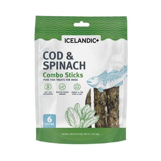 Icelandic Dog Cod & Spinach Combo Sticks 2oz. - Petsplace.store