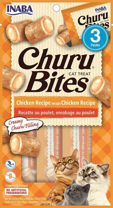 **Inaba Cat Churu Bite Chicken Wrap Chicken 6Ct/1.05Oz - Petsplace.store