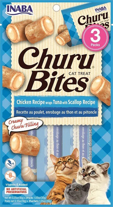 **Inaba Cat Churu Bite Chicken Wrap Tuna Scallop 6Ct/1.05Oz - Petsplace.store