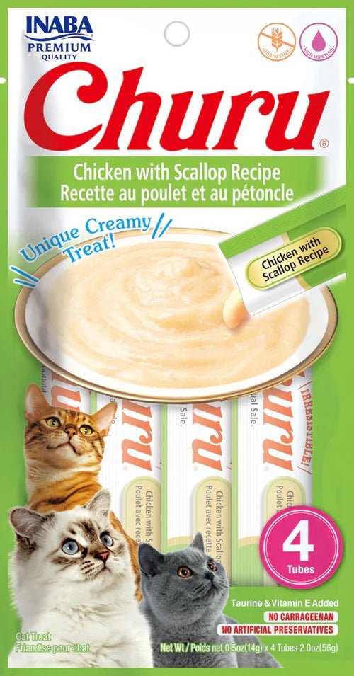 **Inaba Cat Churu Puree Chicken Scallop 0.52Oz/6Ct - Petsplace.store