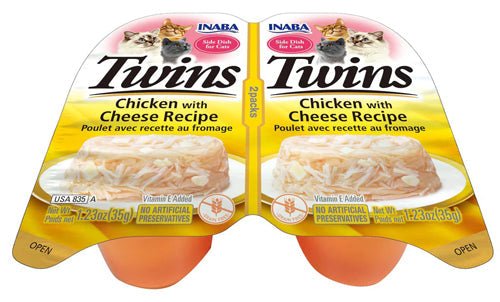 **Inaba Cat Twin Cups Chicken Cheese 6Ct/2.46Oz - Petsplace.store