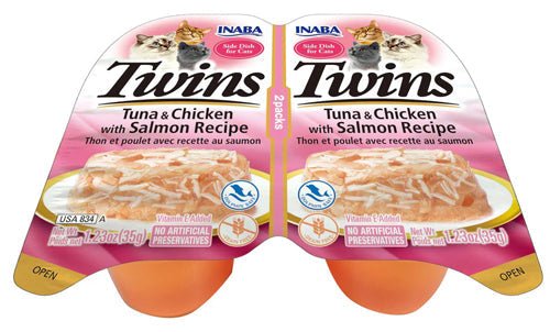 **Inaba Cat Twin Cups Tuna Chicken S Almon 6Ct/2.46Oz - Petsplace.store