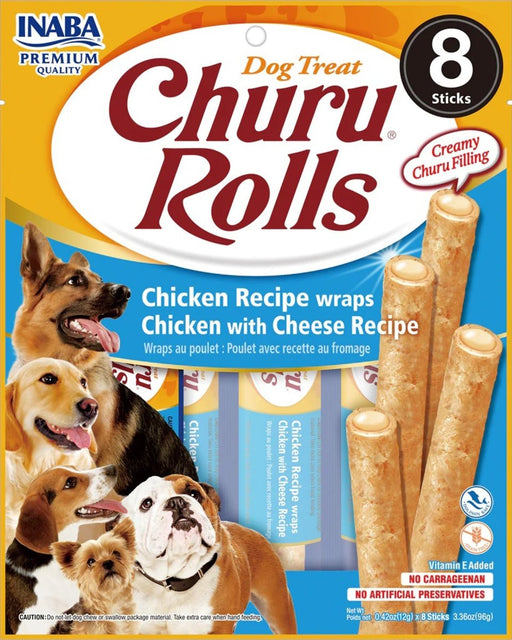 **Inaba Dog Churu Rolls Chicken C Heese Wraps 6Ct/3.36Oz - Petsplace.store