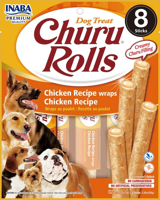 **Inaba Dog Churu Rolls Chicken Wraps 6Ct/3.36Oz - Petsplace.store