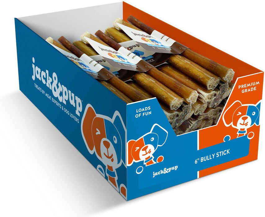 Jack & Pup Bully Stick 6"(50) Display Box - Petsplace.store