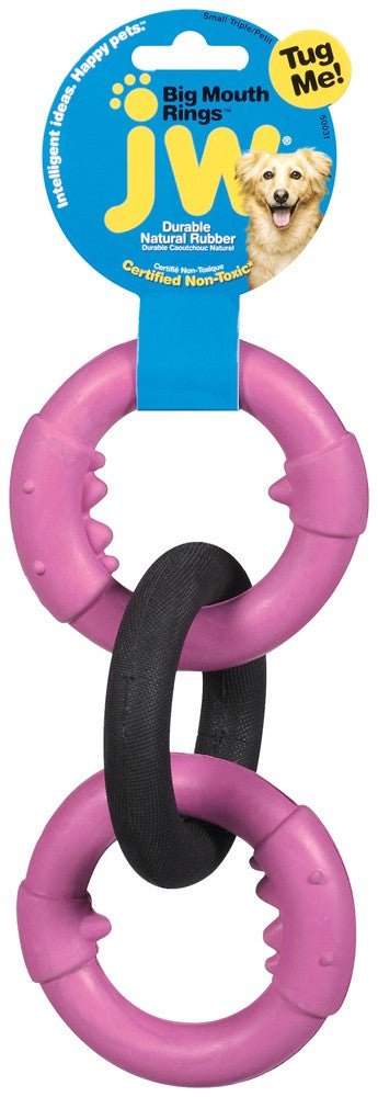 JW Pet Big Mouth Triple Ring Dog Toy Multi - Color 1ea/SM - Petsplace.store