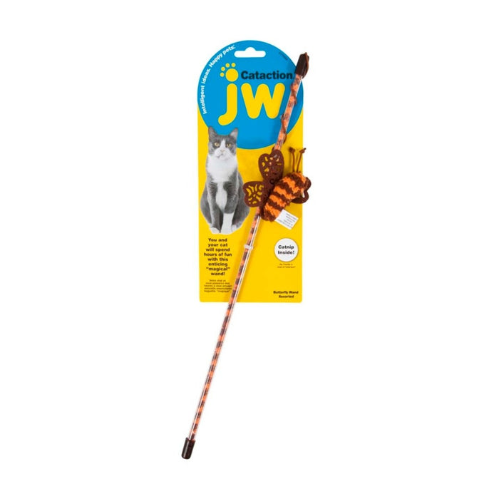 JW Pet Cataction Butterfly Wand Cat Toy Assorted 1ea/One Size - Petsplace.store