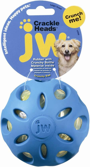 JW Pet Crackle Heads Crackle Ball Dog Toy Assorted 1ea/LG - Petsplace.store