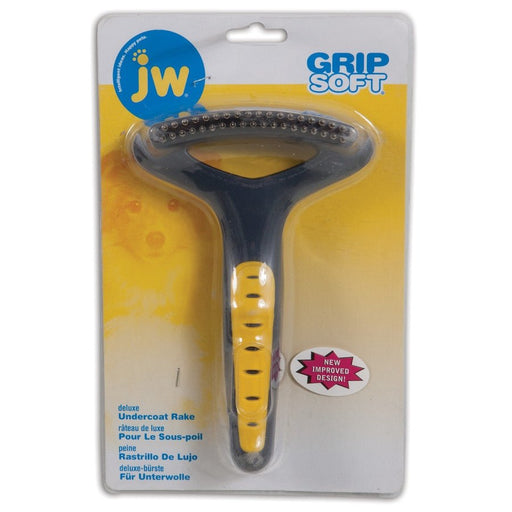 JW Pet Double Row Undercoat Rake Regular Teeth Grey, Yellow 1ea/One Size - Petsplace.store