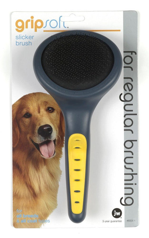 JW Pet Slicker Brush Grey/Yellow 1ea/LG - Petsplace.store