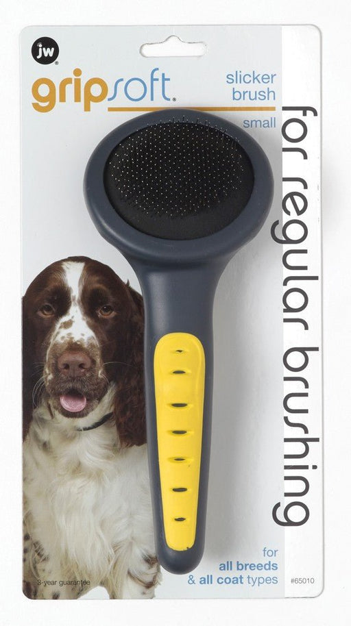 JW Pet Slicker Brush Grey/Yellow 1ea/SM - Petsplace.store