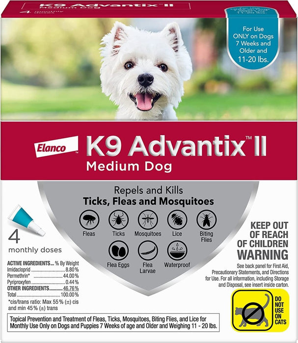 K9 Advantix Ii Dog Medium Teal 4 - Pack - Petsplace.store