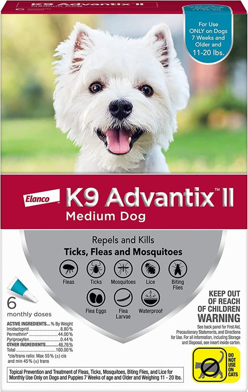 K9 Advantix Ii Dog Medium Teal 6 - Pack - Petsplace.store