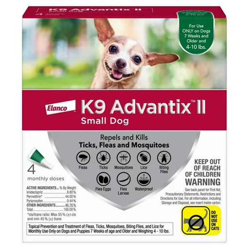 K9 Advantix Ii Dog Small Green 4 - Pack - Petsplace.store