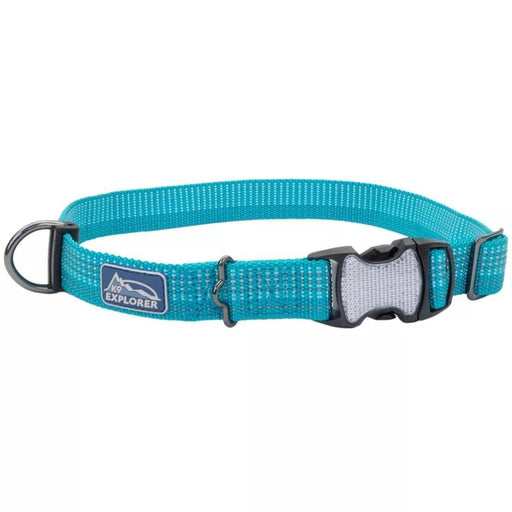 K9 Explorer Brights Reflective Adjustable Dog Collar Ocean Medium 1"x 12" - 18" - Petsplace.store