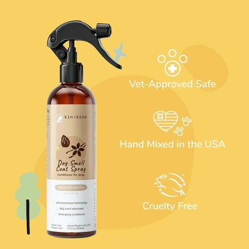 **Kin+Kind Dog Smell Natural Coat Spray Almond Vanilla 12oz. - Petsplace.store